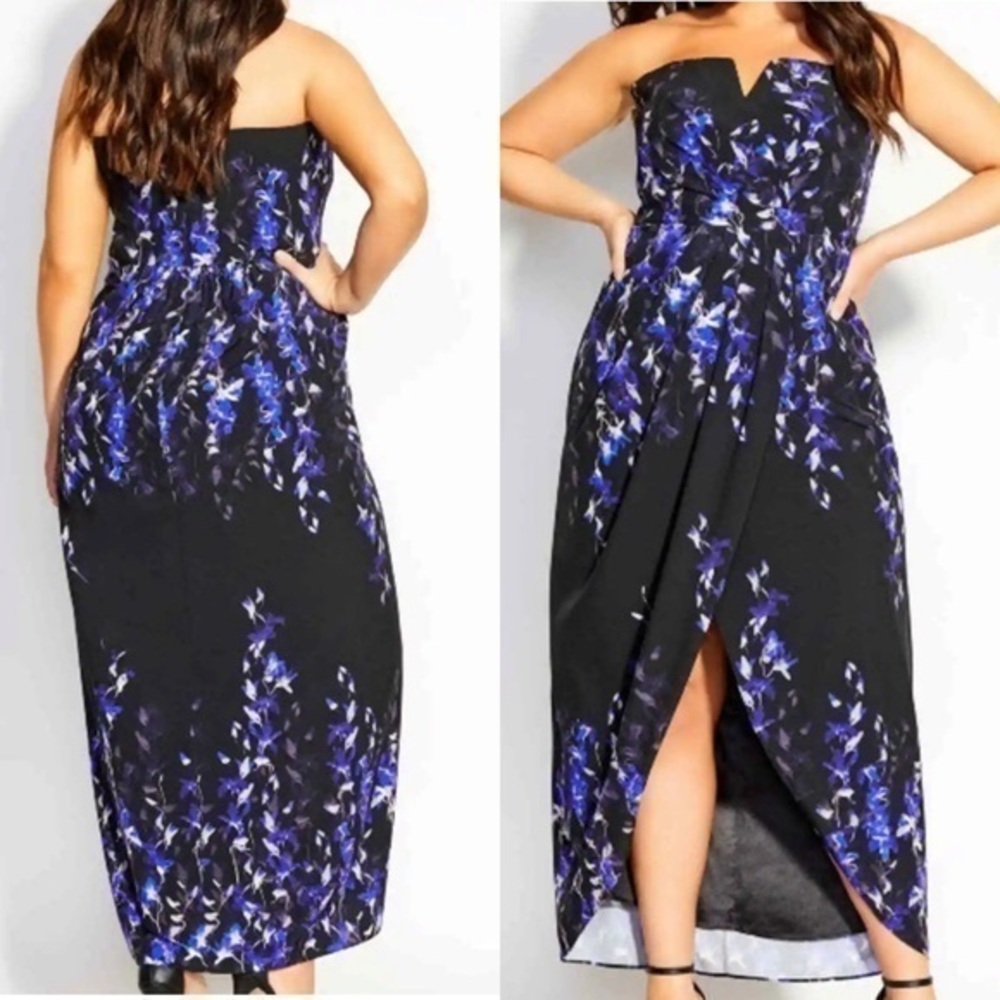 City Chic maxi electric orchid dress